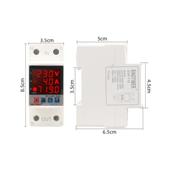 SINOTIMER 63A Upraviť Napätie Relé viac Pod Napätím Chránič over Current Limit Wattmeter KWH Energie Meter Moc Comsumption
