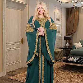 Dubaj Abaya Kaftan Turecko Moslimskou Šifón Maxi Šaty Islam Elegantné Oblečenie Afriky Šaty pre Ženy Boubou Župan Djellaba Femme