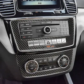 Pre Mercedes-Benz GLE W166 2015 2016 2017 2018 2019 Auto stredovej Konzoly CD Panel Kryt Výbava Fit 2ks/set Black Carbon Fiber
