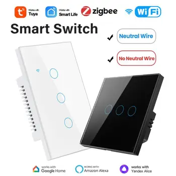 Tuya WIFI/Zigbee Smart Light Switch EU/US Neutrálny Vodič/Nie Neutrálny Vodič Vyžaduje Dotykový Spínač Pracovať S Alexa Domovská stránka Google Alice