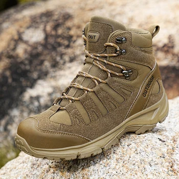 Vojenské topánky pánske outdoorové plus veľkosť turistické topánky taktickej prípravy topánky jungle nepremokavé boj proti topánky nové púštne topánky