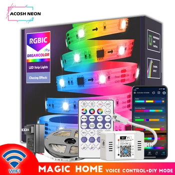 65.6 FT/20M Adresný led pás svetla RGBIC Dreamcolor nočné osvetlenie, osvetlenie magic domov app riadenie led pás pre domáce