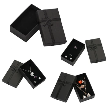 32pcs Šperky Box 8x5cm Čierny Náhrdelník Box pre Krúžok Darčekovej krabičke, Papier, Bižutéria Box Balenie Náramok Náušnice Displej s Sponge