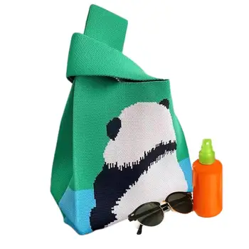 Tkané Tote Bag Crossbody Ramenní Taška Pre Ženy Handwoven Panda Tlač Nepremokavé Oxford Handričkou Veľkú Kapacitu Pre Školy Piknik
