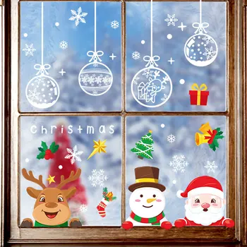 Vianočné Okno Nálepka z PVC, Sklo Nálepky na Stenu Odtlačkový Vymeniteľné Domov Lepidlo Dvere Chladničky Nový Rok Nálepky, Vianočné Dekorácie
