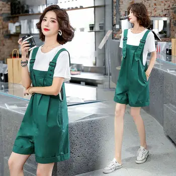 Kórejský Módne Letné Zelená Farba Trakmi, krátke Nohavice Nohavice Podväzkové Jumpsuit pre Ženy, Dievča, Pláž Streetwear Vintage Y2k Cothing