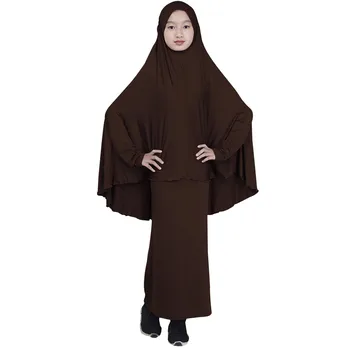 Na blízkom Východe Skromné Deti, Dievčatá Modlitba Šaty Moslimských Detí Hidžáb Abaya Režijné Burqa Kaftane Khimar Kaftan Islamské Oblečenie 2KS