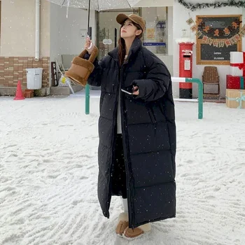 Prešívané Kabáty Nadrozmerné Stojan Čalúnená Golier Bundy pre Ženy Členok Dĺžka Štýl Pribrala Bežné Vintage Harajuku Snehu Oblečenie