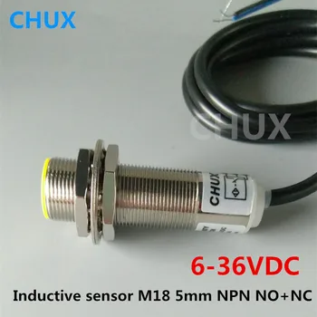 CHUX Indukčného Snímača Priblíženia NPN M18 5vdc 24VDC NO+NC 4wires IM18-5-DNC 5mm Zistiť Vzdialenosť polohový Spínač