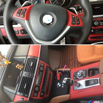Pre BMW X5 E70/X6 E71Car-Styling Nové 3D/5D Uhlíkových Vlákien Interiéru Vozidla stredovej Konzoly Zmena Farby Liatie Nálepky Príslušenstvo