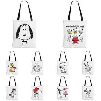 39 cm Snoopy Japonské Kreslené Vysoká Kvalita Jeden-Taška cez Rameno Tlač Plátené tašky Roztomilý Nákupní Taška Dámy Tote Bag pre Dievča, Darček