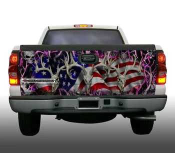 Americká vlajka buck lebky ružová vyhladením ľudskej lebky kamufláž truck zadných dverí zábal