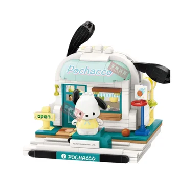 Sanrio Hello Kitty Pochacco Moje Melódie Kuromi Anime Dom Stavebné Bloky Zostavené Hračky Ornament Deti Puzzle Narodeninám