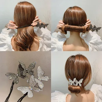 Kórejský Elegantné Motýľ Vlásenky Ženy Móda Lenivý Vlasy Curl Loptu Hlavou Modelovanie Nástroj Pletená Móda Curler Vlasy Príslušenstvo