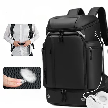 Vodotesný Batoh Mužov Odkladacia Taška Veľká Kapacita Čierny Notebook, Školské Tašky, Cestovné Športové tašky XA8JC