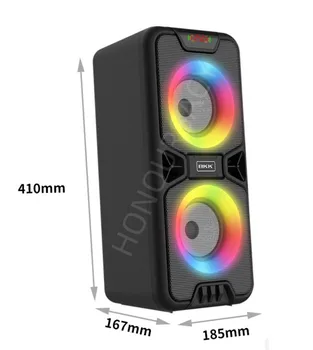 Nahrávacie Zvukové Pole Caixa De Som RGB Osvetlenie Subwoofer HiFi Stereo, Dual Roh Vonkajší Prenosné Rodinné Party Bluetooth Reproduktor 3000mA