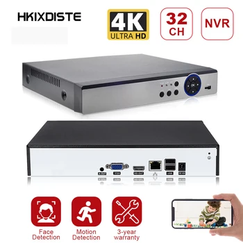 HKIXDISTE Nové H. 265 Max 4K Výstup CCTV NVR 32CH 8MP Bezpečnosti videorekordér Detekcia Pohybu P2P CCTV NVR Detekcia Tváre