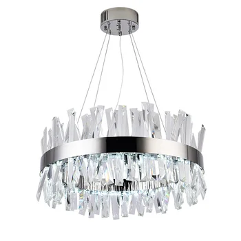 Nový moderný krištáľový luster z nehrdzavejúcej ocele dizajnér obývacia izba LED svetlá kolo chrome dekoratívne osvetlenie