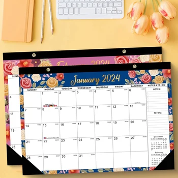 Steny Plánovač 2024-2025 17Inx12in Veľký nástenný Kalendár Stolový Kalendár, 18 Mesiac Stôl/nástenný Kalendár Combo Odolný Jednoduchá Inštalácia