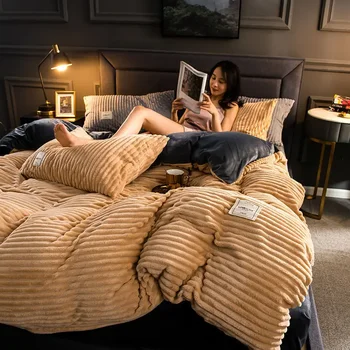MIDSUM Hrubé Deka Perinu posteľná bielizeň 220x240 Jednoduchého Luxusu Zime Teplé Pribrala Deka Kryt Domov Magic Velvet Posteľ Zahŕňa