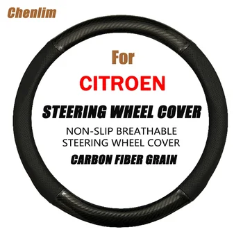 Carbon Fiber+Kožené Auto Volant, Kryt 38 CM Non-slip Nosenie-odolný voči Potu Absorpciu Kryty Pre Citroen C-Elysee