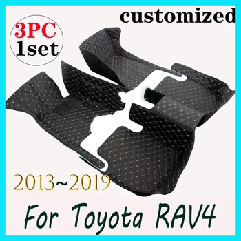 Auto Podlahové Rohože Pre Toyota RAV4 Non-Hybrid 2013 2014 2015 2016 2017 2018 2019 Vlastné Auto Nohy Podložky Interiérové Doplnky