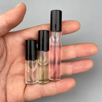 Malé sklenené spreji 2ml 3ml 5ml transparentné mini esenciálny olej parfum fľašu s black čerpadla postrekovač spp SN1192