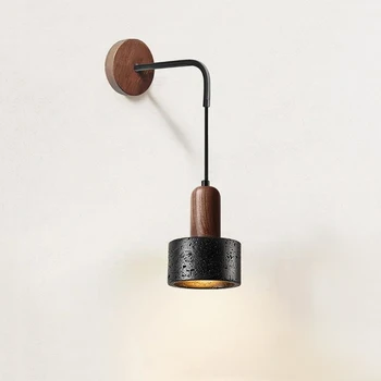 Japonský Wabi Sabi Čierny Kameň Dekoratívne Sconce Svetlo Nordic Minimalistický Dizajnér Studio Rodine Obchod Led E27 Nástenné Svietidlo