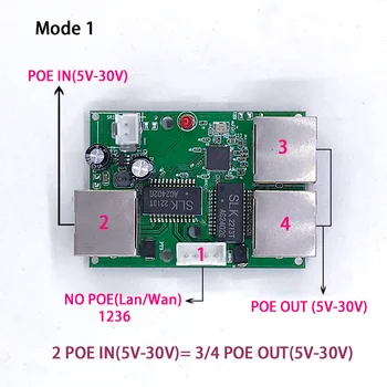 Reverzné napájanie POE switch POE V/OUT5V/12V/24V 75 W/2=38.5 W 100mbps 802.3 NA 45+78 - DC5V~30V dlhé vzdialenosti série Sily, POE