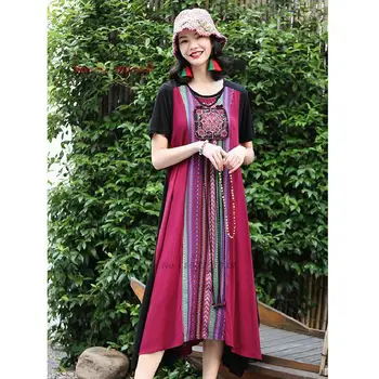 2024 starovekej čínskej vintage šaty žien fáze výkonu oblečenie hanfu národnej kvetinové výšivky sundress ľudové tanečné šaty