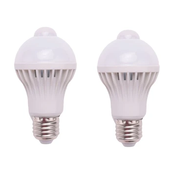2X Led Žiarovka E27 Svetelný Senzor Pohybu Svetelný LED PIR Snímač Pohybu Lampa Svete Žiarovka Svetla Lampy, 5W