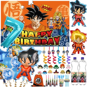 Goku Narodeniny, Party Dekorácie Dragon Ball Z Dieťa Sprcha Riad Dodávky Masky Fľaša Nálepka Číslo Balón Pozadie Chlapec Darček