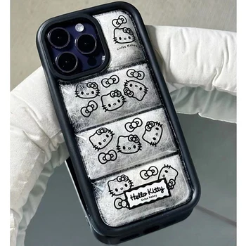 Kawaii Hellokittys Luxusné Nadol Bunda Telefón puzdro pre Iphone 15 14 13 12 11 Pro Max Mäkké Zvierat Vytlačený Ochranný Zadný Kryt