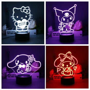 16 Farieb Sanrio Cartoon Kawali Kuromi Obrázok 3D LED Nočné Svetlo Yugui Psa Obrázok Hračky, Stolové Lampy, Domáce Dekorácie Narodeninám