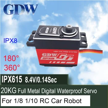 GDW Servo IPX615 180°/270°/360° 20 KG Hi-Torque Kovovým plášťom Vodotesný Štandard IPX8 Digitálnych DC Motor Na 1/8 1/10 RC Auto Robot