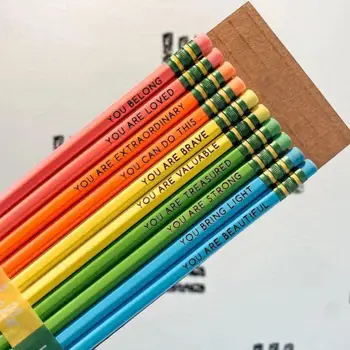Potvrdenie Ceruzky Roztomilý Kompliment Pastelky, Ceruzky Nastaviť 10 Inšpiratívnych Dreva Výroky pre Študentov, Učiteľov, Osobné Bulk