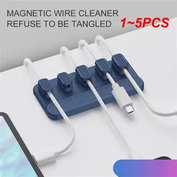 1~5 KS Magnet Kábel Winder Lepidlo, Silikónový Kábel USB Fixer Organizátor Solid Farba Kábla Držiak Line Nabíjačka, Klip na Stôl