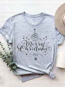 Zimné Strom Sezóny 90. rokov Ženy Holiday Fashion Nový Rok T Tričko Oblečenie Tlače Top Grafické T-shirt Dámy Vianočné Oblečenie Čaj